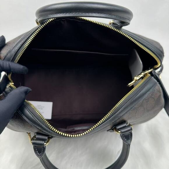 Coach Rowan Large Satchel Crossbody Bag Signature Canvas CV959 Walnut /Black NWT - Picture 8 of 10